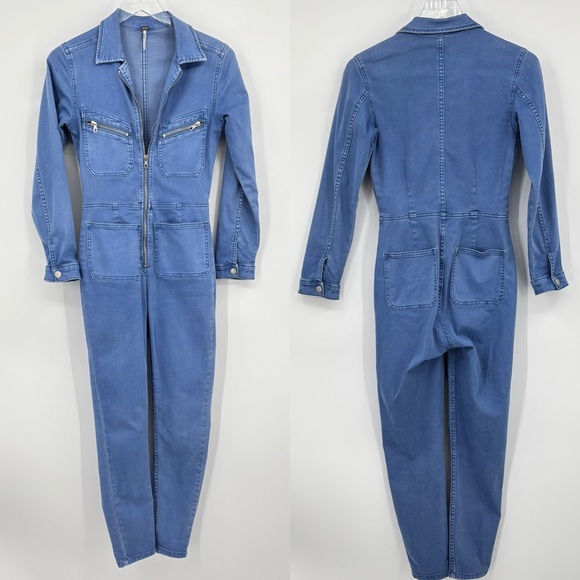 Free People Utility Denim Lennox Jumpsuit - Picture 2 of 15
